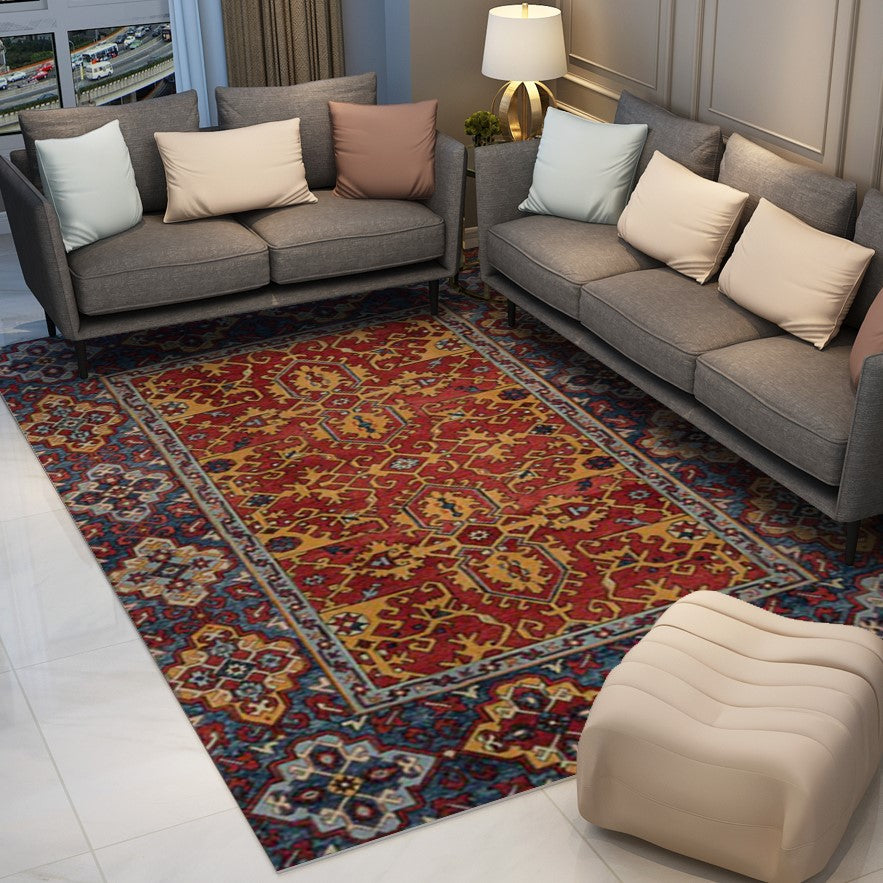 Beautiful Red Flower Vintage Area Shaggy Rugs for Living Room Dining Room Bedroom Hall - Image 2