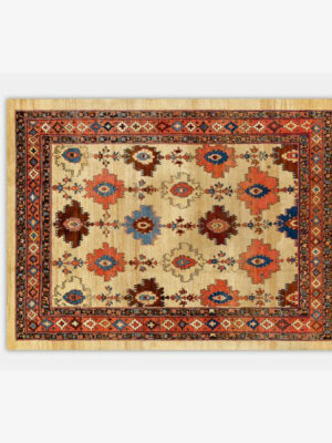 Bright Tones Vintage Traditional Geometric Area Rug with Non-Slip Backing Sizes Customizable