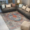 Bright Tone Vintage Traditional Geometric Design Area Rug with Non-Slip Backing Sizes Customizable