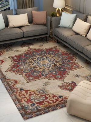 Red Vintage Traditional Flower Area Rug Living Room Hall Office Floor Rug