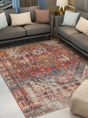 Nice Red Vintage Traditional Geometric Area Rug Living Room Hall Office Floor Rug