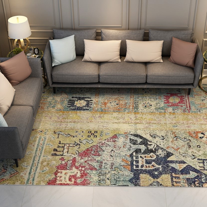 Beautiful Yellow Shaggy Vintage Traditional Area Rugs Floormat for Living Room Hall Office