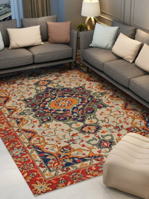 Pretty Orange Red Vintage Traditional Area Rugs Floormat for Living Room Hall Office