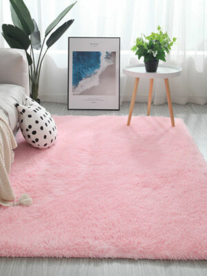 Light Pink Colour Modern Plain Carpet Bedroom Living Room Sofa Rugs Soft Plush Shaggy Rugs