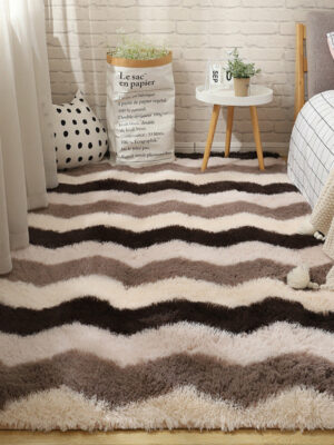 Modern Striped Carpet Bedroom Living Room Sofa Rugs Soft Plush Shaggy Rugs