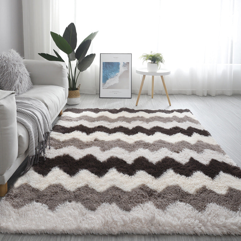 Modern Striped Carpet Bedroom Living Room Sofa Rugs Soft Plush Shaggy Rugs - Image 2