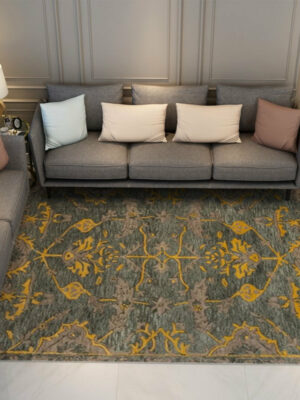 Green Yellow Vintage Traditional Shaggy Area Rugs Floormat for Living Room Hall Office