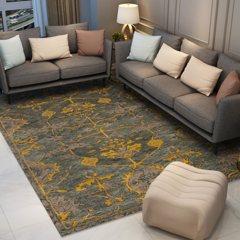 Green Yellow Vintage Traditional Shaggy Area Rugs Floormat for Living Room Hall Office - Image 3