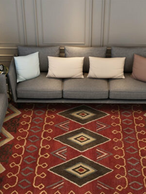 Red Retro Plush Traditional Carpet for the Hall Bedroom Living Room