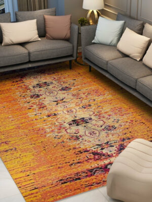 Orange Retro Traditional Rugs for the Living Room Bedroom
