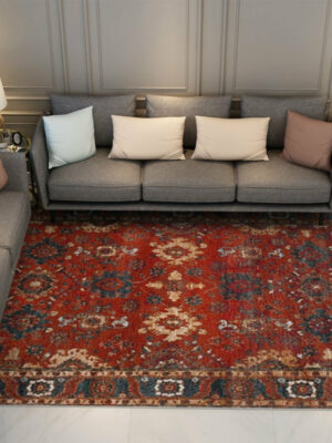 Red Pretty Vintage Traditional Plush Area Rugs Floormat for Living Room Hall Office