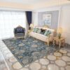Blue Floral Traditional Plush Vintage Rugs for Living Room Bedroom Hall Office
