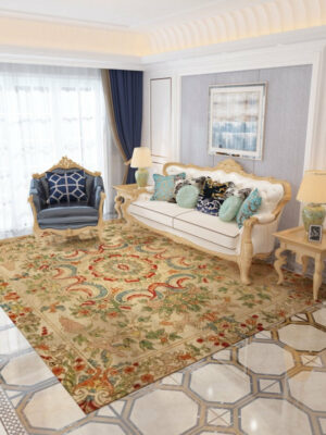 Yellow Traditional Floral Shaggy Carpets for the Bedroom Living Room Hall