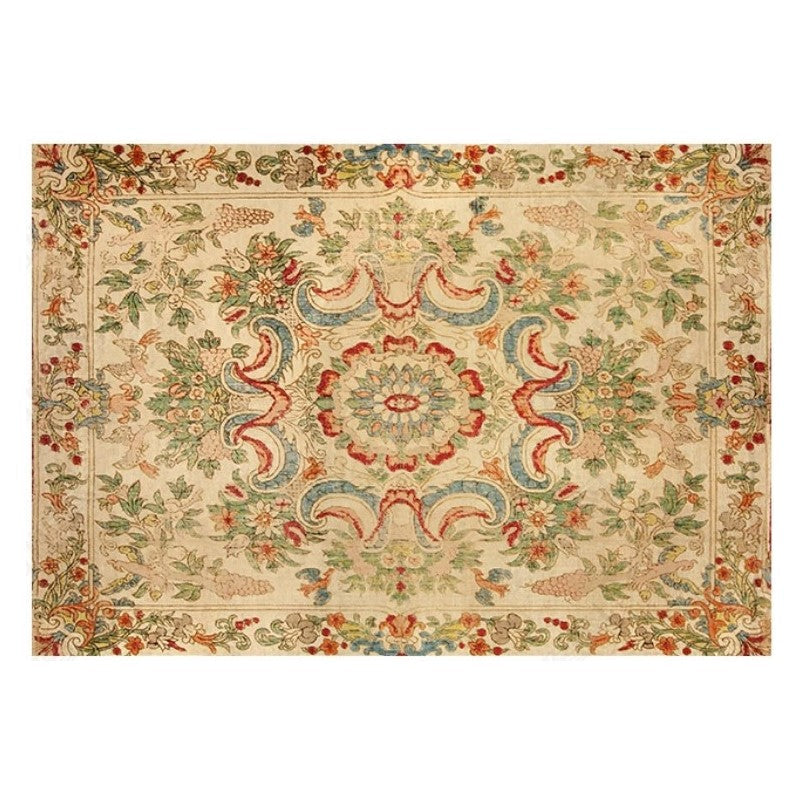 160*230CM No Pile Yellow Traditional Floral Carpets for the Bedroom Living Room Hall - Image 2