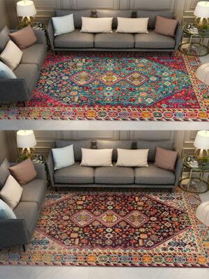 Polyester Fine Print Pretty Traditional Plush Vintage Rugs for Living Room Dining Room Bedroom Hall