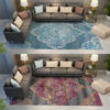 Traditional Fine Print Shaggy Vintage Rugs for Living Room Dining Room Bedroom Hall
