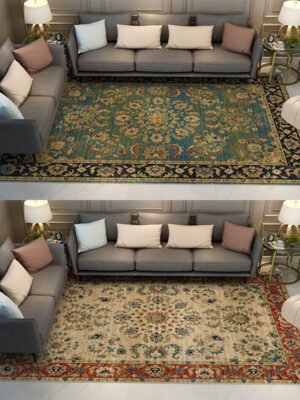 Beautiful Floral Printed Traditional Shaggy Vintage Rugs for Living Room Dining Room Bedroom Hall