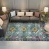 Fine Blue Printed Traditional Shaggy Vintage Rugs for Living Room Dining Room Bedroom Hall