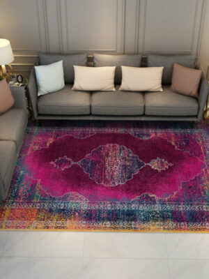 Purple Gorgeous Printed Traditional Plush Vintage Rugs for Living Room Dining Room Bedroom Hall