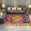 Pretty Polyester Colourful Traditional Plush Vintage Rugs for Living Room Dining Room Bedroom Hall