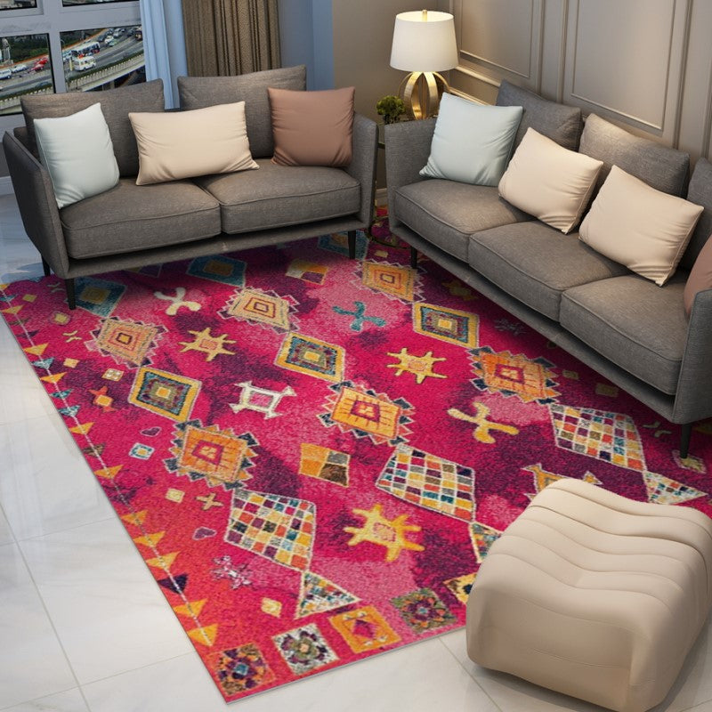 Pink Traditional Shaggy Patterned Moroccan Area Rugs for the Hall Living Room and Bedroom - Image 2