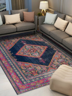 Purple Shaggy Traditional Patterned Carpets for Living Room Bedroom Office