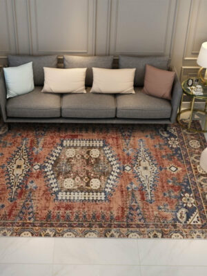 Traditional Retro Plush Patterned Area Rug for Office Living Room Lobby