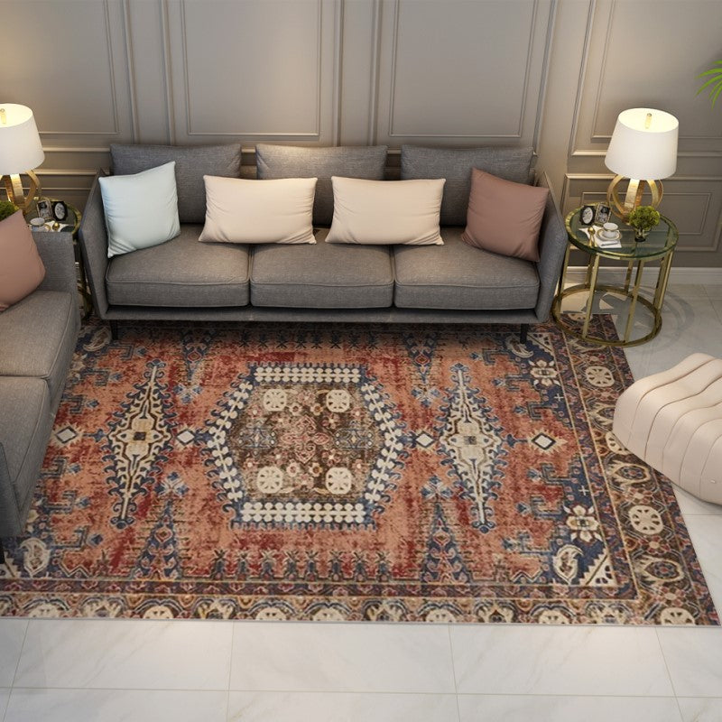 Traditional Retro Plush Patterned Area Rug for Office Living Room Lobby