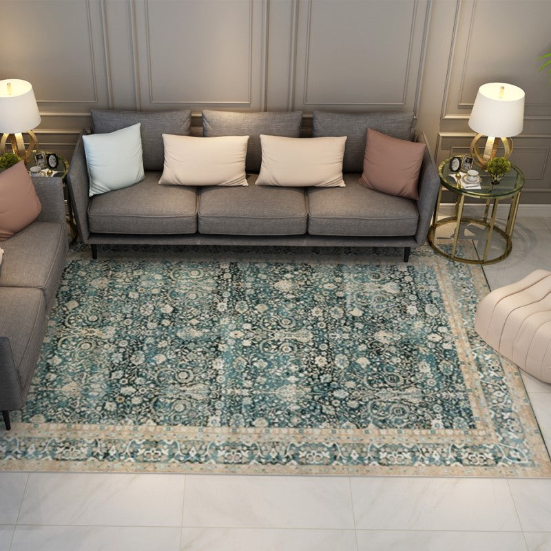 Green Shaggy Traditional Vintage Patterned Area Rug for the Living Room Hall - Image 3