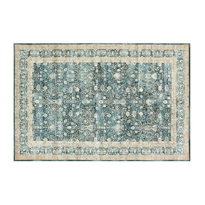 Green Shaggy Traditional Vintage Patterned Area Rug for the Living Room Hall - Image 2