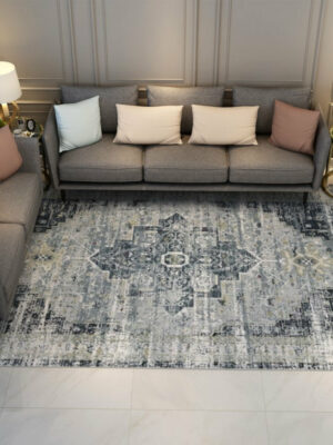 Gray Green Fine Traditional Printed Vintage Shaggy  Area Rugs Floor Mat for Living Room Hall Office