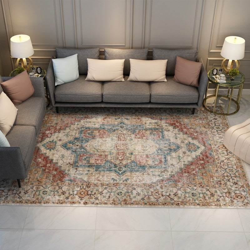 Traditional Pretty Colour Printed Vintage Plush Area Rugs Floor Mat for Living Room Hall Office