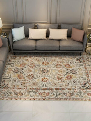 Yellow Polyester Traditional Printed Texture Fine Vintage Plush Area Rugs Floor Mat for Living Room Hall Office