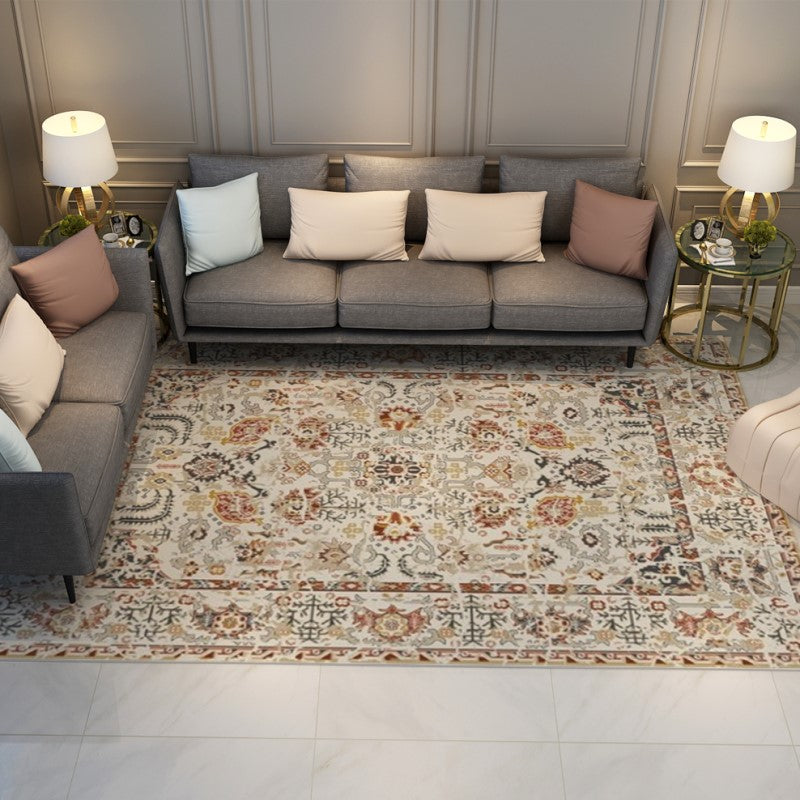 Yellow Polyester Traditional Printed Texture Fine Vintage Plush Area Rugs Floor Mat for Living Room Hall Office