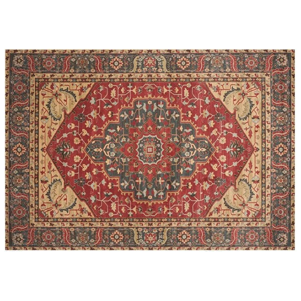 Yellow Brown Printed Fine Texture Traditional Polyester Vintage Plush Area Rugs Floor Mat for Living Room Hall Office - Image 2