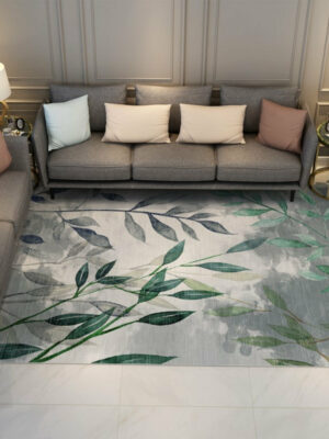 Botanical Green Leaves Rugs Floormat for Living Room Bedroom Office Hall