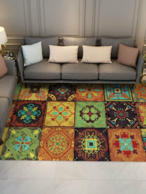 Lattice Colourful Printed Modern Rugs Floormat for Living Room Bedroom Office Hall