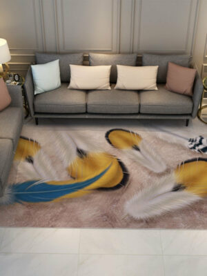 Colourful Three-dimensional Feather Modern Rugs Floormat for Living Room Bedroom Office Hall