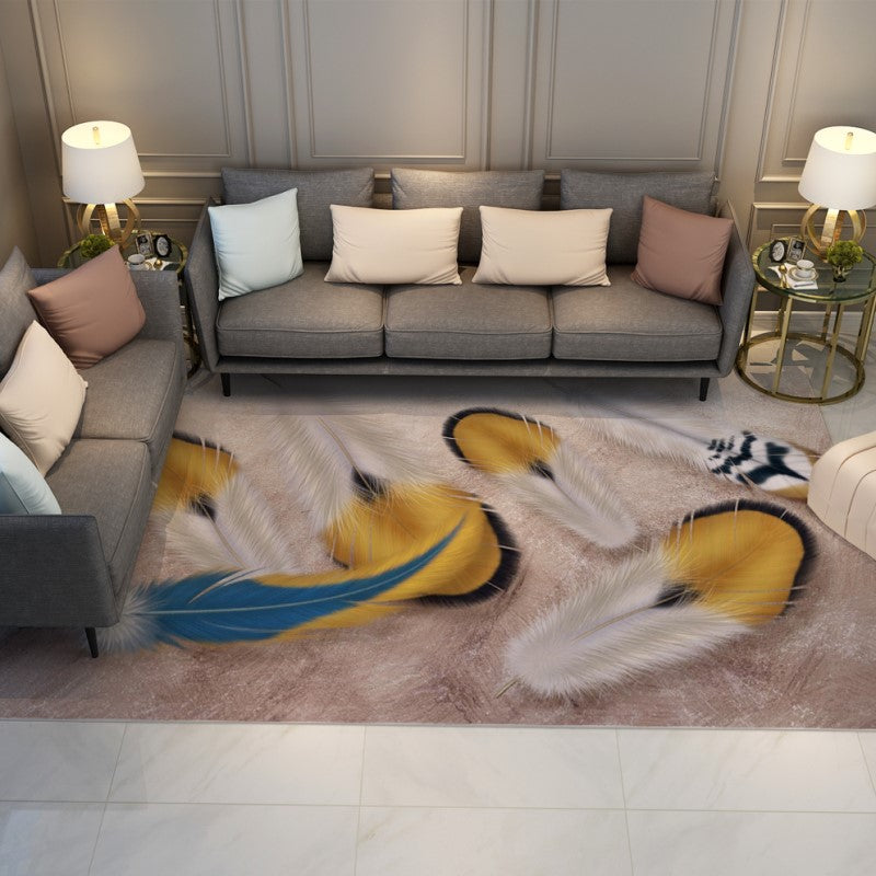 Colourful Three-dimensional Feather Modern Rugs Floormat for Living Room Bedroom Office Hall