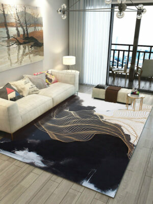 Black Printed Dyed Modern Carpets for Bedroom Office Living Room and Kitchen