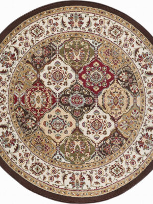 Brown Round Vintage Style Printed Patterned Rugs Living Room Bedroom Office Anti-slip Area Floor Mats