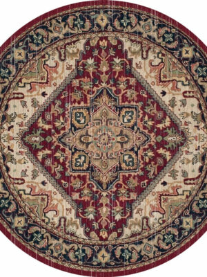 Beautiful Red Round Printed Patterned Vintage Style Rugs Living Room Bedroom Office Anti-slip Area Floor Mats