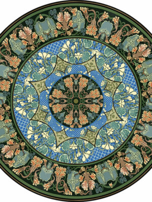 3D Flower Green Round Patterned Vintage Style Rugs Living Room Bedroom Office Anti-slip Area Floor Mats