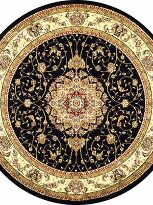 Quality Round Yellow Printed Patterned Vintage Style Rugs Living Room Bedroom Office Anti-slip Area Floor Mats