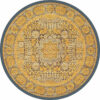 Yellow Round 3D  Vintage Traditional Style Patterned Printed Rugs Living Room Bedroom Office Anti-slip Area Floor Mats