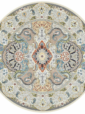 White Traditionall Patterned Rugs Vintage Round Style Carpets for the Living Room Bedroom