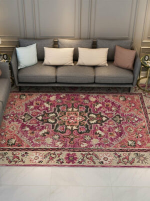 Pink Pretty Printed Pattern Polyester Vintage Area Rugs Floor Mat for Living Room Hall Office