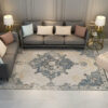 Blue White Traditional Printed Pattern Polyester Vintage Area Rugs Floor Mat for Living Room Hall Office