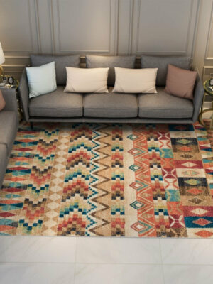 Striped Traditional Colourful Printed Pattern Vintage Area Rugs Floor Mat for Living Room Hall Office