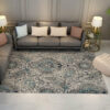 Floral Grey Patterned Floor Mat Polyester Vintage Area Rugs Traditional for Living Room Office Bedroom Hall